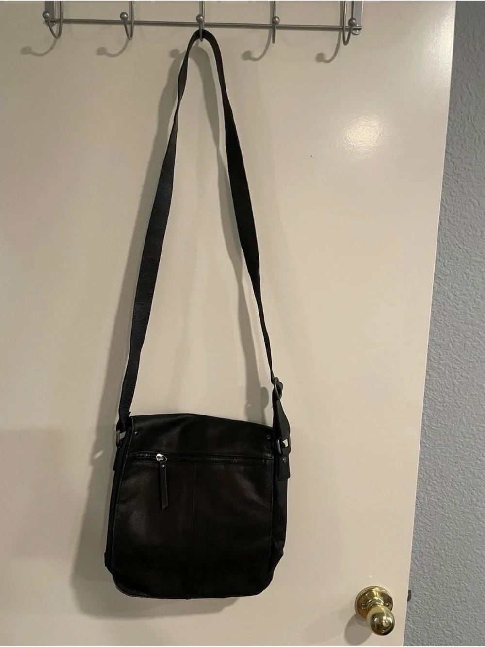 Kenneth Cole New York Black Leather Crossbody Messenger Bag for Men